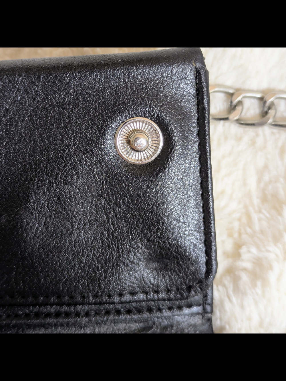 Black Leather Chain Wallet with Silver Hardware - Picture 12 of 14